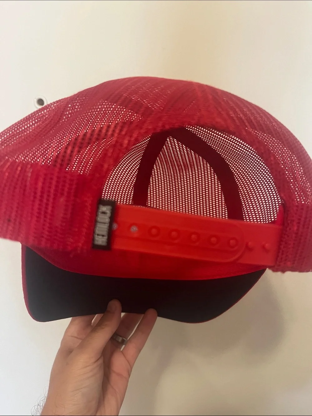 Hemlock Red Mesh Trucker Hat with Branded Patch
